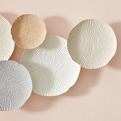 Savanna Multi-color Earth Toned Textured Connected Circle Plate Abstract Metal Wall Art