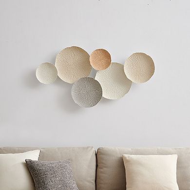Savanna Multi-color Earth Toned Textured Connected Circle Plate Abstract Metal Wall Art