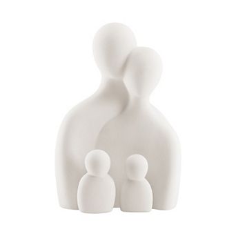 Hans Cream Abstract Nesting Three Piece Family Of 4 Decorative Matte Ceramic Sculpture Figure Set