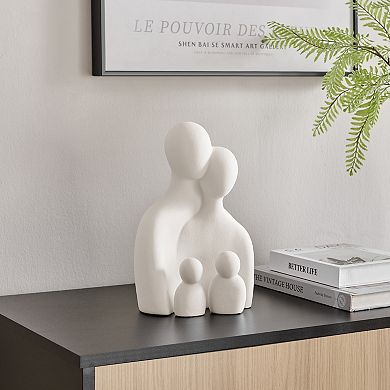 Hans Cream Abstract Nesting Three Piece Family Of 4 Decorative Matte Ceramic Sculpture Figure Set