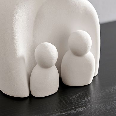 Hans Cream Abstract Nesting Three Piece Family Of 4 Decorative Matte Ceramic Sculpture Figure Set