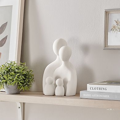 Hans Cream Abstract Nesting Three Piece Family Of 4 Decorative Matte Ceramic Sculpture Figure Set