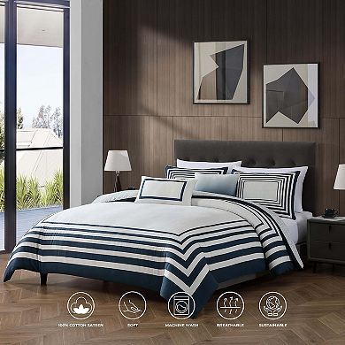 Bebejan Frames 200 Thread Count 100% Cotton Sateen 5 Piece Reversible Comforter Set