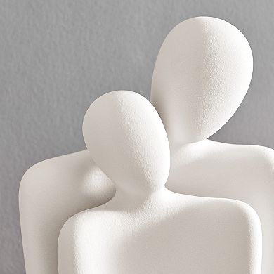 Hans Cream Abstract Nesting Two Piece Couple Decorative Accent Matte Ceramic Sculpture Figure Set