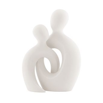 Hans Cream Abstract Intersecting Circle Tender Couple Decorative Matte Ceramic Sculpture Figure