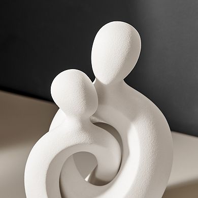 Hans Cream Abstract Intersecting Circle Tender Couple Decorative Matte Ceramic Sculpture Figure