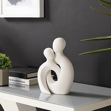 Hans Cream Abstract Intersecting Circle Tender Couple Decorative Matte Ceramic Sculpture Figure