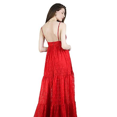 Women's V-Neckline Sleeveless Elegant Lace Maxi Dress