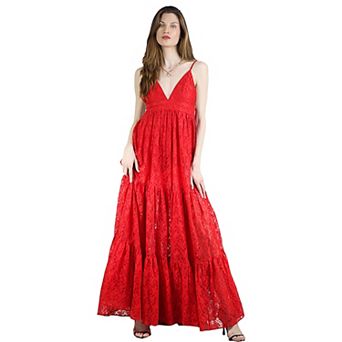 Women's V-Neckline Sleeveless Elegant Lace Maxi Dress
