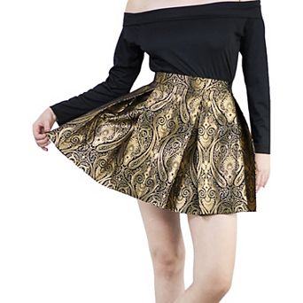 Women's Dressy Elastic Waist Jacquard Metallic Mini Skirt