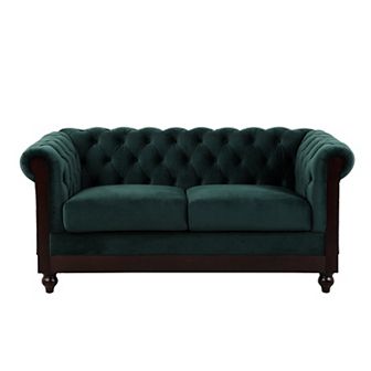 Merax Chesterfield Velvet Loveseat Sofa