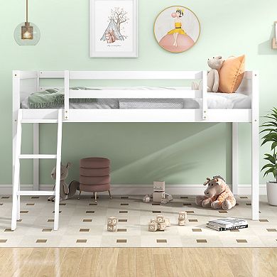 Merax Wood Low Loft Bed With Ladder