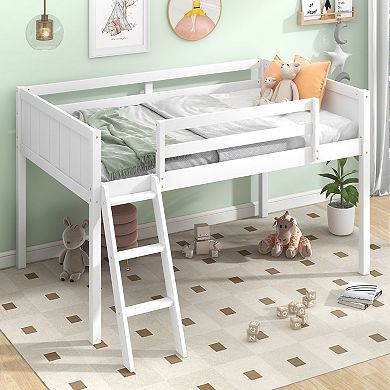 Merax Wood Low Loft Bed With Ladder