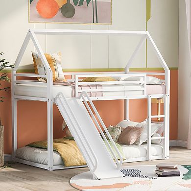 Merax Twin Over Twin House Bunk Bed With Ladder And Slide