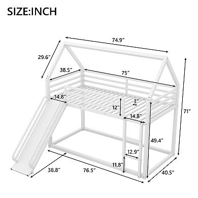 Merax Twin Over Twin House Bunk Bed With Ladder And Slide