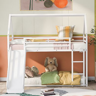 Merax Twin Over Twin House Bunk Bed With Ladder And Slide
