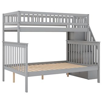 Merax Twin Over Full Stairway Bunk Bed With Storage