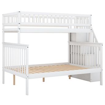 Merax Twin Over Full Stairway Bunk Bed With Storage