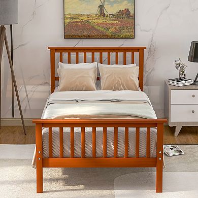 Merax Wood Platform Bed Twin Bed With Headboard And Footboard