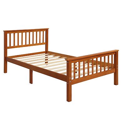 Merax Wood Platform Bed Twin Bed With Headboard And Footboard