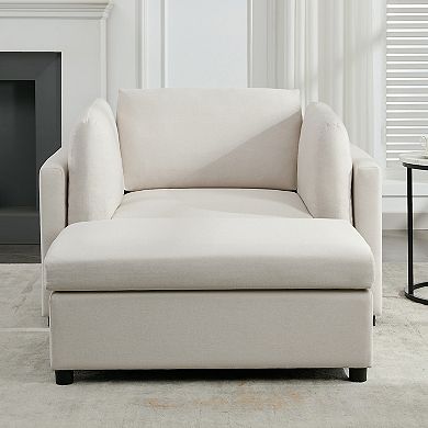 Merax Modern Oversized Armchair With Ottoman, Single Sofa With Lumbar Support, Accent Chair