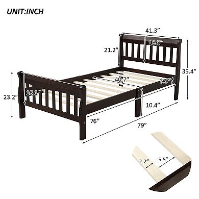 Merax Wood Platform Bed Twin Size Bed Frame