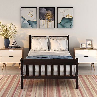 Merax Wood Platform Bed Twin Size Bed Frame