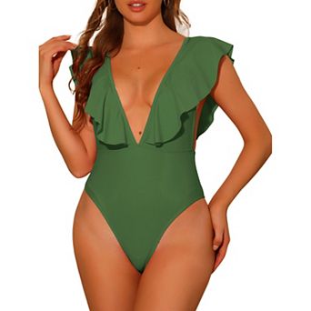 Women's One Piece Swimsuits V Neck Monokini Tummy Control Bathing Suit