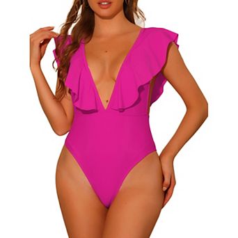 Women's One Piece Swimsuits V Neck Monokini Tummy Control Bathing Suit