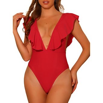 Women's One Piece Swimsuits V Neck Monokini Tummy Control Bathing Suit