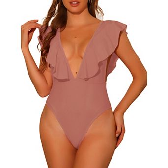 Women's One Piece Swimsuits V Neck Monokini Tummy Control Bathing Suit