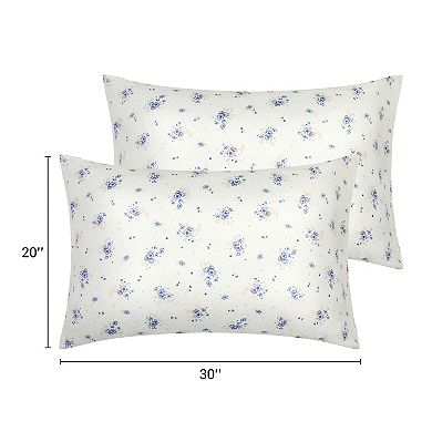 Set of 2 Pillowcase for Hair and Skin, Soft Cotton Floral Pillow Cases with Envelope Closure