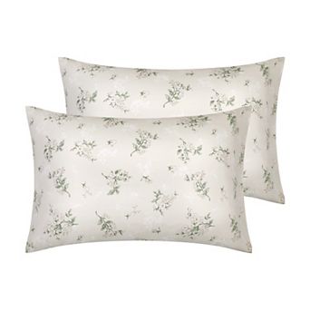 Set of 2 Pillowcase for Hair and Skin, Soft Cotton Floral Pillow Cases with Envelope Closure