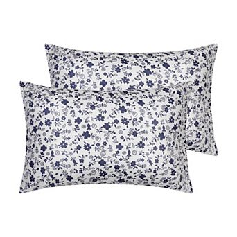 Set of 2 Pillowcase for Hair and Skin, Soft Cotton Floral Pillow Cases with Envelope Closure