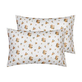 Set of 2 Pillowcase for Hair and Skin, Soft Cotton Floral Pillow Cases with Envelope Closure