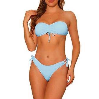 Women's Strapless Bandeau Bikini Sets 2 pc Swimwear Bathing Suits