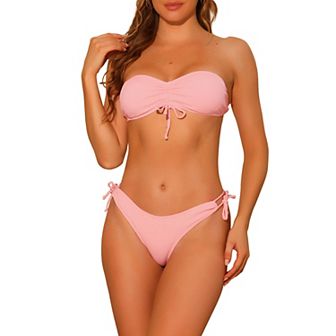 Women's Strapless Bandeau Bikini Sets 2 pc Swimwear Bathing Suits