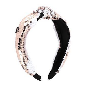 Elegant Sequined Knotted Wide Hairband For Women For Girls 6.69"x5.31"