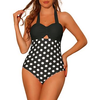 Women's Dots Bikini Monokini One-piece Tummy Control Swimsuit Bathing Suits