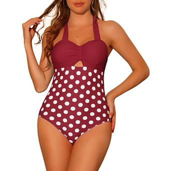 Women's Dots Bikini Monokini One-piece Tummy Control Swimsuit Bathing Suits