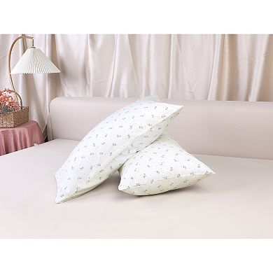 Set of 2 Pillowcase for Hair and Skin, Cotton Floral Pillow Cases with Envelope Closure