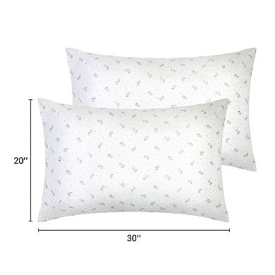Set of 2 Pillowcase for Hair and Skin, Cotton Floral Pillow Cases with Envelope Closure