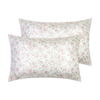 Set of 2 Pillowcase for Hair and Skin, Cotton Floral Pillow Cases with Envelope Closure