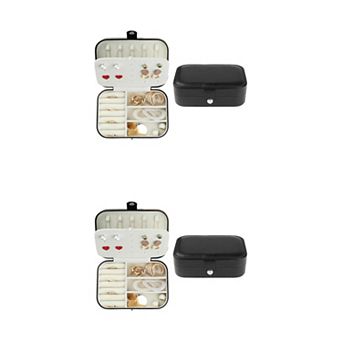 2 pc Travel Jewelry Box, Jewelry Organizer Case For Earring Necklace Ring 6.3"x 4.5'x 2"