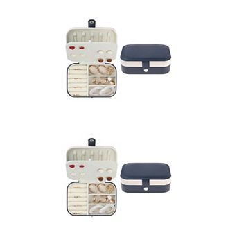 2 pc Travel Jewelry Box, Jewelry Organizer Case For Earring Necklace Ring 6.3"x 4.5'x 2"