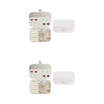2 pc Travel Jewelry Box, Jewelry Organizer Case For Earring Necklace Ring 6.3"x 4.5'x 2"