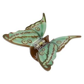 Butterfly Hair Clips Hairdo Clip For Women 4.13"x3.74"x1.57" Green Brown 1 pc