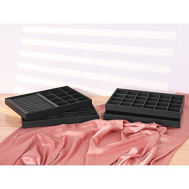 4 Pack Jewelry Organizer Trays With Removable Dividers, Jewelry Organizer 13.7"x 9.4"x 1.2"