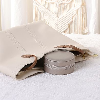2pcs Travel Jewelry Box, Small Jewelry Organizer Case For Earring Ring 3.9"x 3.9"x 2"