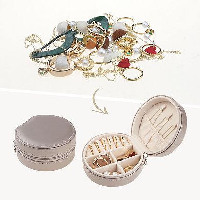 2pcs Travel Jewelry Box, Small Jewelry Organizer Case For Earring Ring 3.9"x 3.9"x 2"